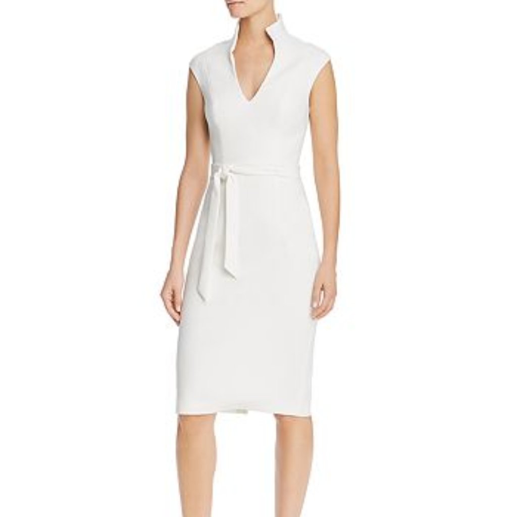 Black Halo Brittan Belted Sheath Dress 0